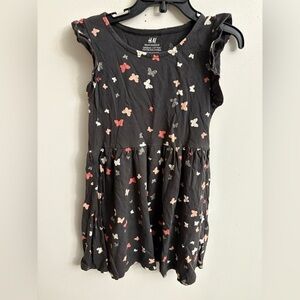4/30$ H&M Charcoal Dress with Butterfly Pattern 4-6 years